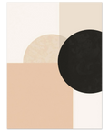 Minimalistisk poster med geometriska former och en stor svart cirkel