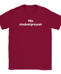 Vinröd t-shirt med grafiskt texttryck – rolig present till studenten