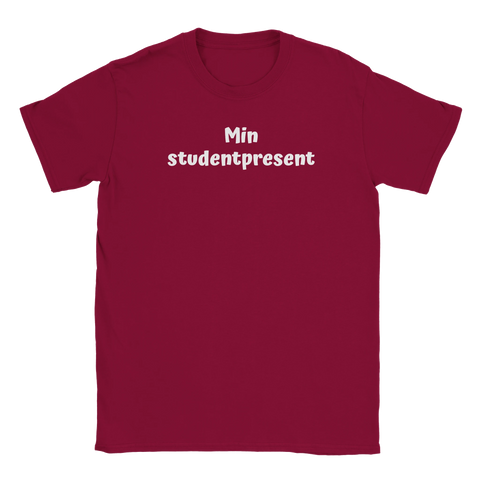 Vinröd t-shirt med grafiskt texttryck – rolig present till studenten