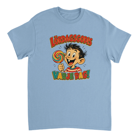 Klassisk 50-talsstil med godistema – grafiskt tryck på t-shirt