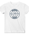 T-shirt med självironisk badge-design föreställande en högljudd bebis