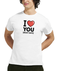 I ❤️ YOU (MOST DAYS)" tryck på vit t-shirt, humoristisk design.