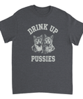 Dubbeltydigt citat med två katter i old-school stil på en mörkgrå t-shirt