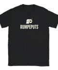 Svart t-shirt med minimalistisk illustration och texten Rumpeputs