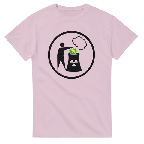 Kärnkraftshumor med grön maskros i ett kärnkraftstorn – rolig t-shirt för debatt
