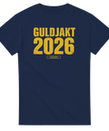 Marinblå supportertröja med grafiskt Guldjakt 2026 tryck i gult