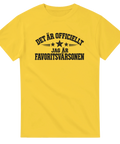 Humoristisk t-shirt med texten Favoritsvärsonen – presenttips till svärsöner