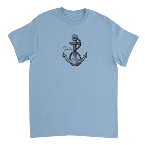Detaljerad ankar-illustration i vintage-stil – t-shirt för båtliv och hav