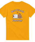 Grafiskt tryck av oskiljaktiga vänner i kawaii-stil på gul t-shirt
