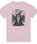 Rolig t-shirt med citat och magiskt motiv – lila retro-illustration