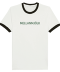 Minimalistisk t-shirt med ironiskt Mellanmjölk-tryck i grön retrostil