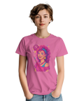 80s Girl på t-shirt, avgränsad form, stark kontrast, harmonisk vikt