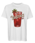 Nostalgisk vargtass-design med lingon och gröna blad på vit oversized t-shirt