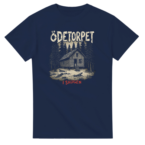 Kuslig retro horror-design med ensamt torp – t-shirt med tryck