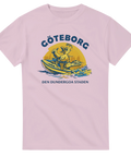 Klassiskt Göteborgsmotiv med fiskmås och havsvågor – rosa t-shirt