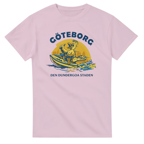 Klassiskt Göteborgsmotiv med fiskmås och havsvågor – rosa t-shirt