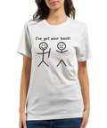 I've got your back!" t-shirt med glad streckgubbe som stöder ledsen streckgubbe, vit premium T-shirt.