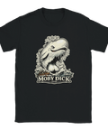 Detaljrik illustration av Moby Dick som krossar vågorna på svart t-shirt