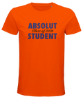 Absolut Student 2026 tryck på orange herr t-shirt med lila text, "Class of 2026" i kursiv stil.
