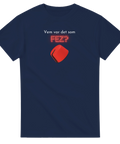 humor t-shirt Vem var det som Fez marinblå med grafiskt tryck