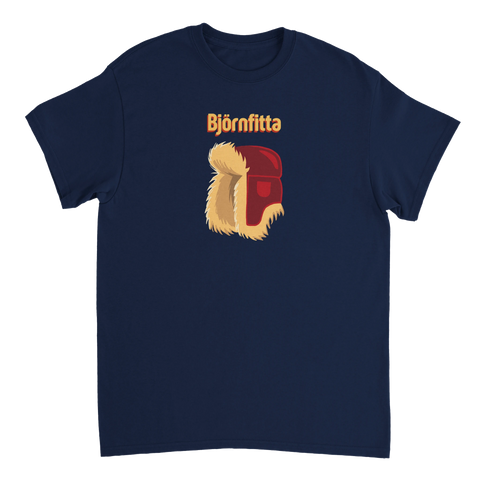 kaxig t-shirt Björnfitta med björnillustration på blå tröja