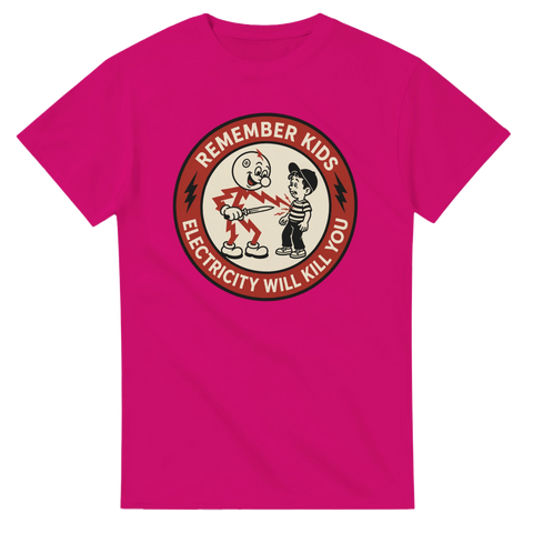 Vintage varningsreklam i satirisk stil – grafisk t-shirt med mörk humor