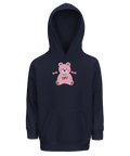 Marinblå ekologisk hoodie för barn med sött teddybjörnsmotiv