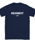 Marinblå t-shirt med vit textdesign och självironiskt budskap