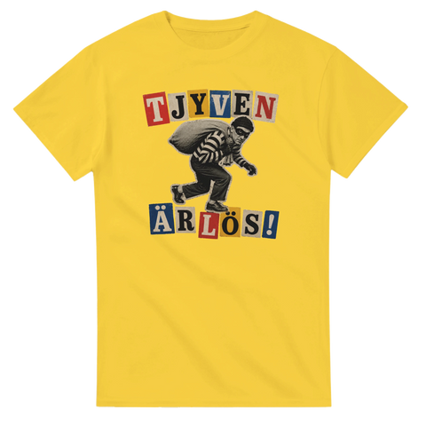 Klassiskt motiv av en inbrottstjuv i randig tröja – rolig t-shirt