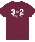 Klassiskt matchresultat tryckt på bröstet för svenska fotbollsfans