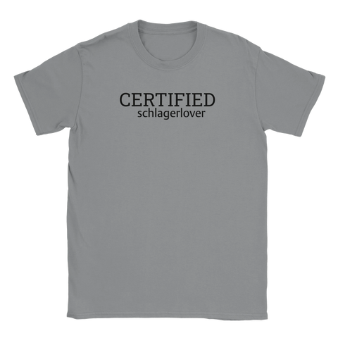 Rolig Eurovision t-shirt med schlagerinspirerat textmotiv Certified Schlagerlover