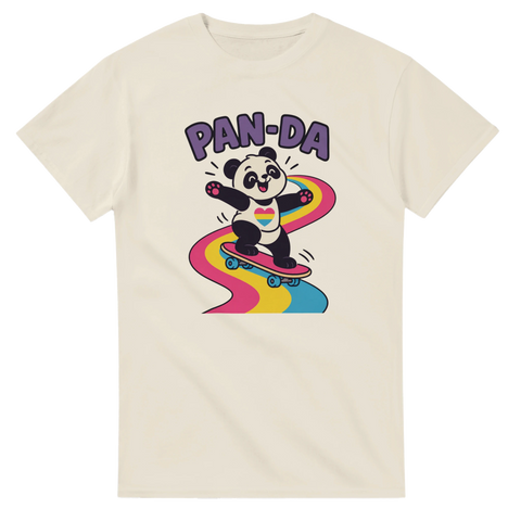 Färgglad ordvits-design med panda och regnbågsspår – pansexuell Pride-tröja
