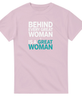 Rosa t-shirt med citat tryck om kvinnlig gemenskap och styrka