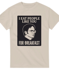 Sandfärgad t-shirt med grafiskt motiv i retro poster-stil
