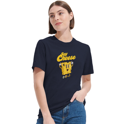 Rolig ostdesign med texten "Say Cheese" på premium t-shirt