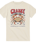 Retro illustration av en sur krabba med rosett – beige t-shirt