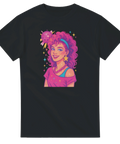 80s Girl på t-shirt, avgränsad form, stark kontrast, mjuka gradienter