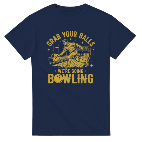 Sportig vintagegrafik föreställande en bowlinghall och spelare – rolig t-shirt