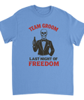 Team Groom motiv med dödskalle i smoking – rolig t-shirt