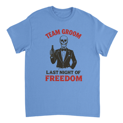 Team Groom motiv med dödskalle i smoking – rolig t-shirt