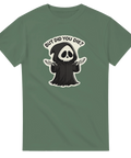 Sarkastiskt tryck med Grim Reaper och humoristiskt citat – rolig t-shirt