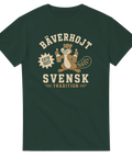 Illustrerad bäver i klassisk logostil med texten Bäverhojt – rolig t-shirt design