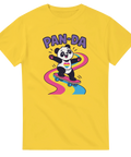 Illustration av panda på skateboard med pansexuella flaggans färger – grafisk t-shirt