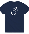 Marinblå t-shirt med grafiskt tryck av den manliga symbolen