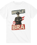 Klassiskt motiv av polis med armarna i kors och retro text – vit t-shirt