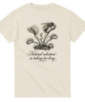 Elegant skrivstil och köttätande växt i retrostil – t-shirt med tryck