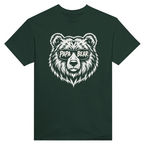 Mörkgrön t-shirt med björnmotiv och texten Papa Bear