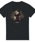 Vintage illustration av en mås i rödblå halsduk och mössa – grafisk t-shirt