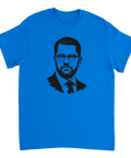 Blå t-shirt med Jimmie Åkesson i svart tryck