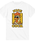 Grafisk illustration av en tupp med solglasögon på en vit t-shirt